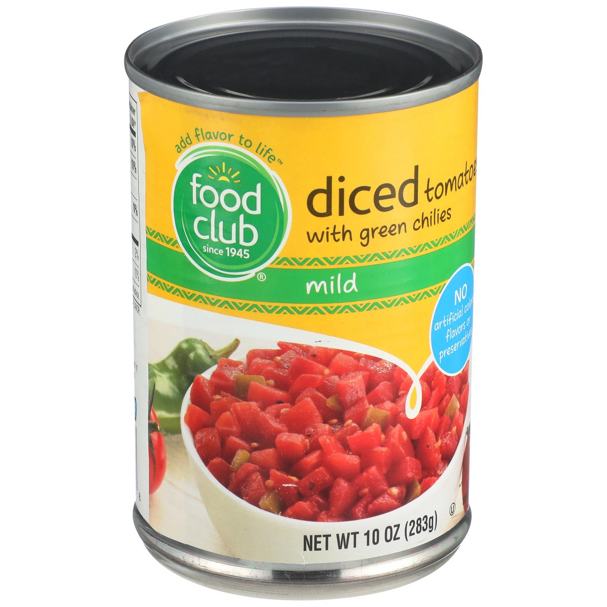 slide 2 of 9, Food Club Diced Tomatoes With Green Chilies Milder, 10 oz