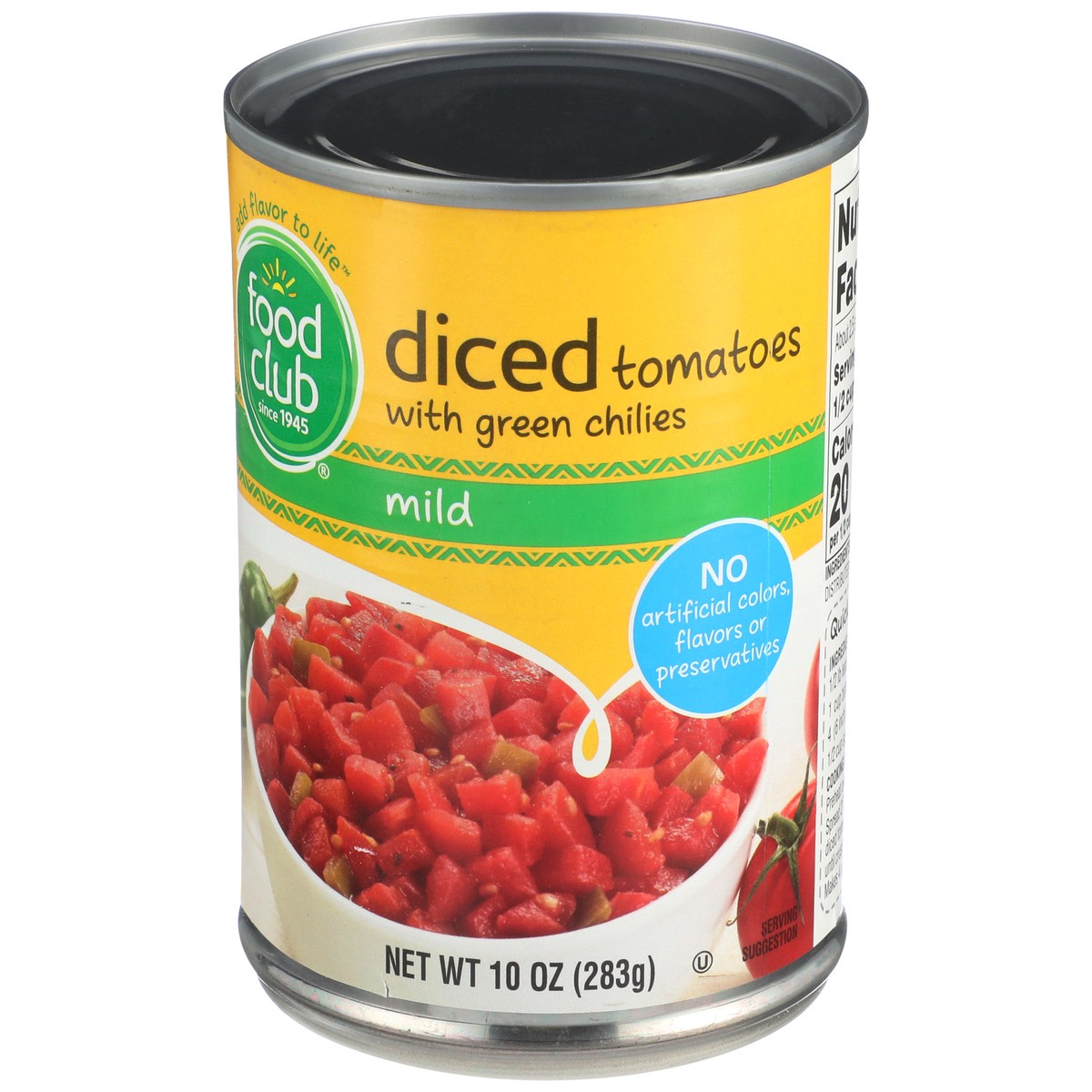 slide 3 of 9, Food Club Diced Tomatoes With Green Chilies Milder, 10 oz