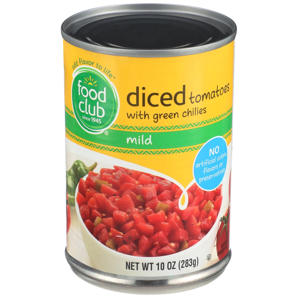 slide 1 of 9, Food Club Diced Tomatoes With Green Chilies Milder, 10 oz