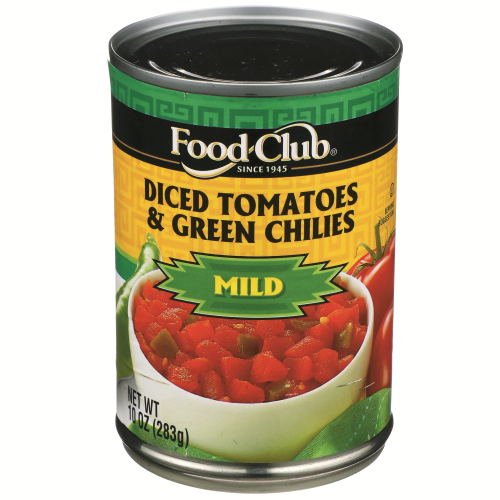 slide 1 of 1, Food Club Diced Tomatoes With Green Chilies Milder, 10 oz