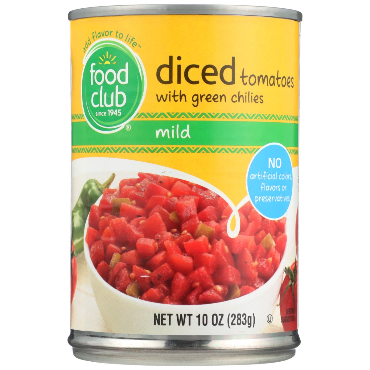 slide 8 of 9, Food Club Diced Tomatoes With Green Chilies Milder, 10 oz