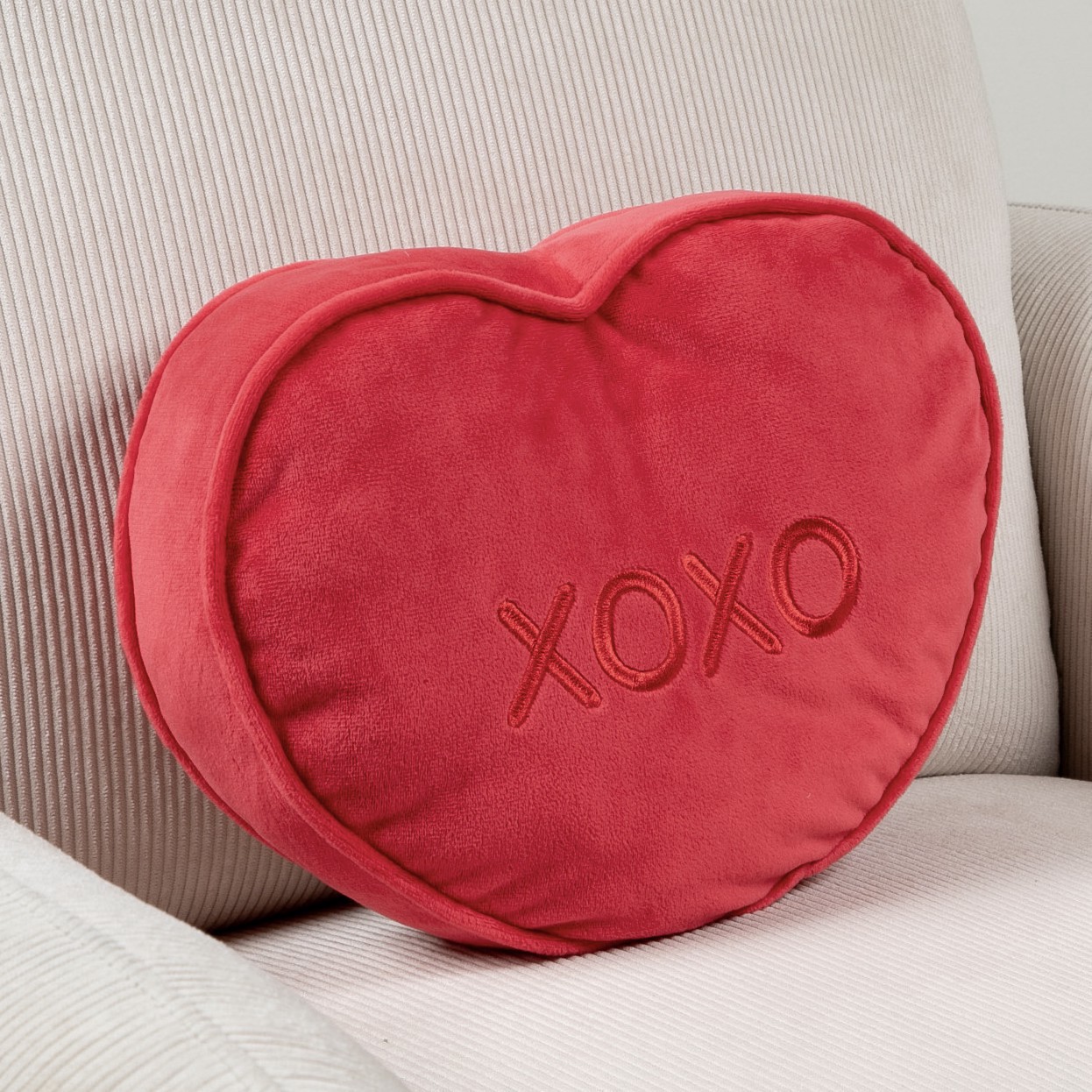 slide 2 of 3, 12" Red Xoxo Heart Shaped Pillow By Ashland, 12 in
