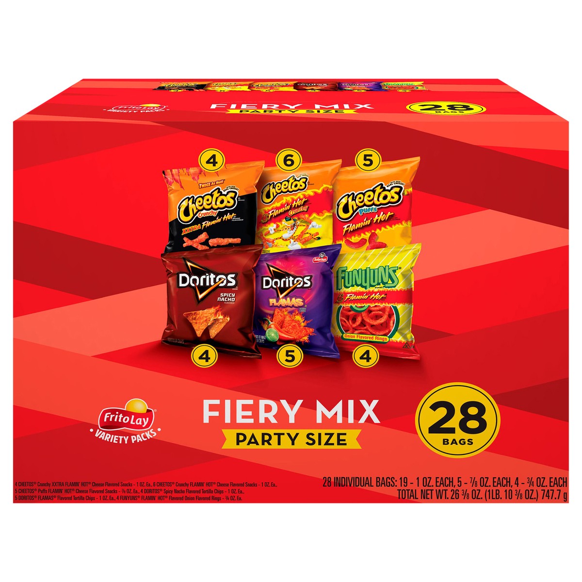 slide 1 of 11, Frito Lay Snacks Fiery Mix Variety 26 3/8 Oz 28 Count, 28 ct