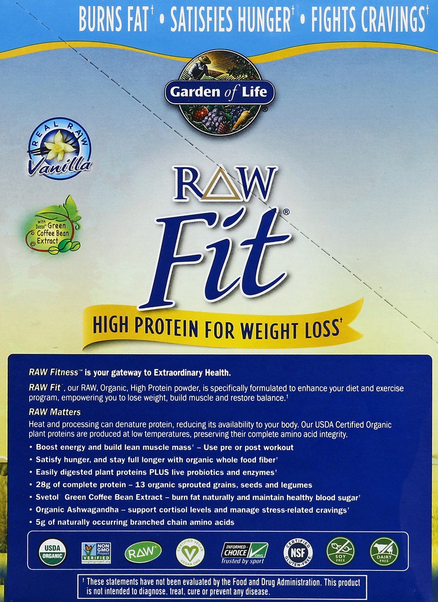 slide 3 of 4, Garden of Life Protein Powder Raw Fit Vanilla Packets, 15 oz