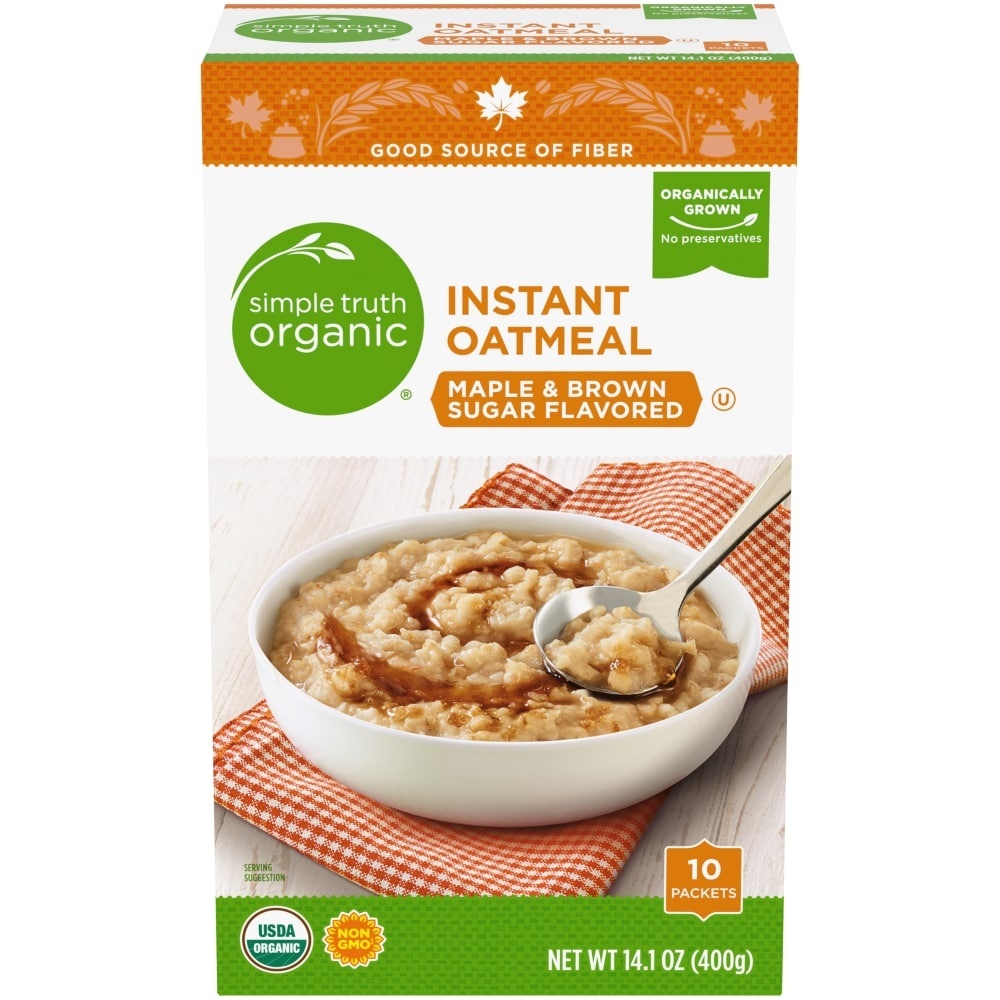 slide 1 of 1, Simple Truth Organic Instant Oatmeal - Maple & Brown Sugar, 14.1 oz