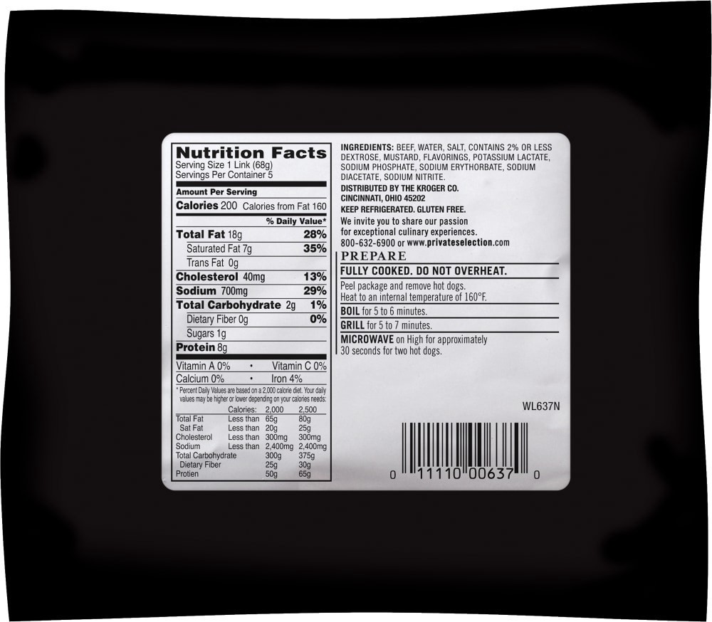 slide 2 of 2, Private Selection All-Beef Hot Dogs, 12 oz