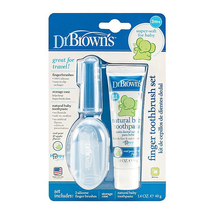 slide 2 of 6, Dr. Brown's Silicone Finger Brush, 2 pack with Toothpaste, 2 ct
