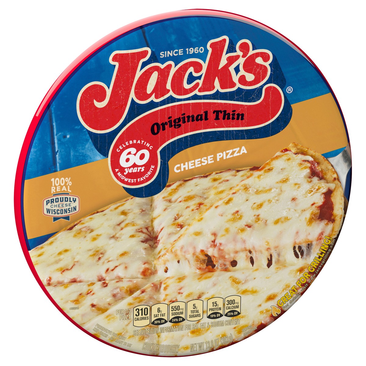slide 2 of 4, Jack's Original Thin Crust Cheese Frozen Pizza, 13.8 oz