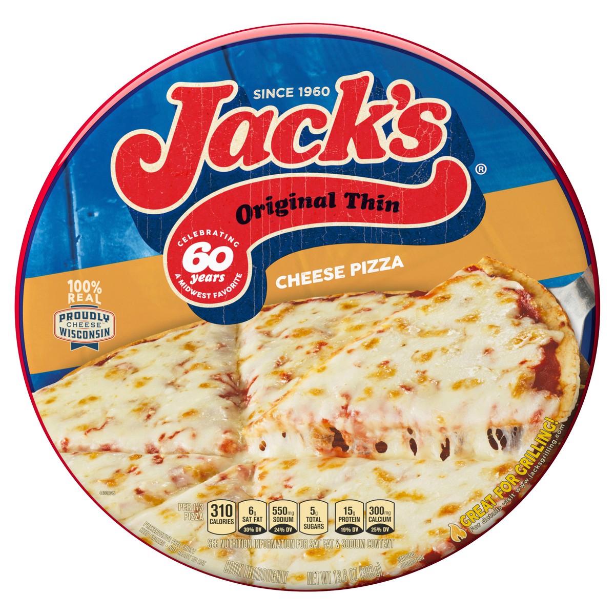 slide 1 of 4, Jack's Original Thin Crust Cheese Frozen Pizza, 13.8 oz