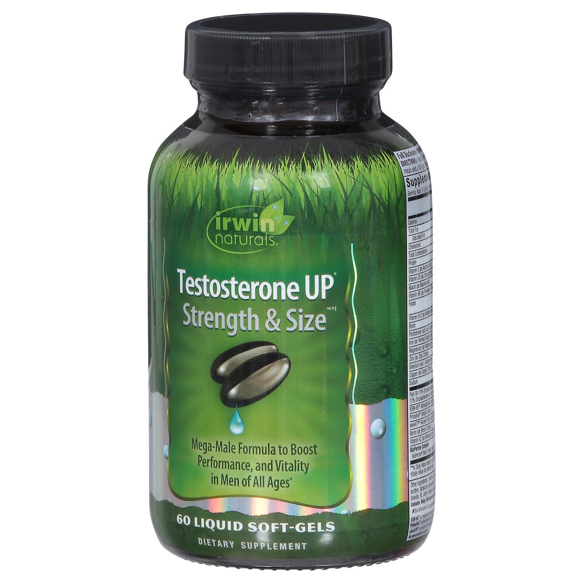 slide 10 of 14, Irwin Naturals Strength Size Testosterone UP 60 Liquid Soft-gels, 1 ct