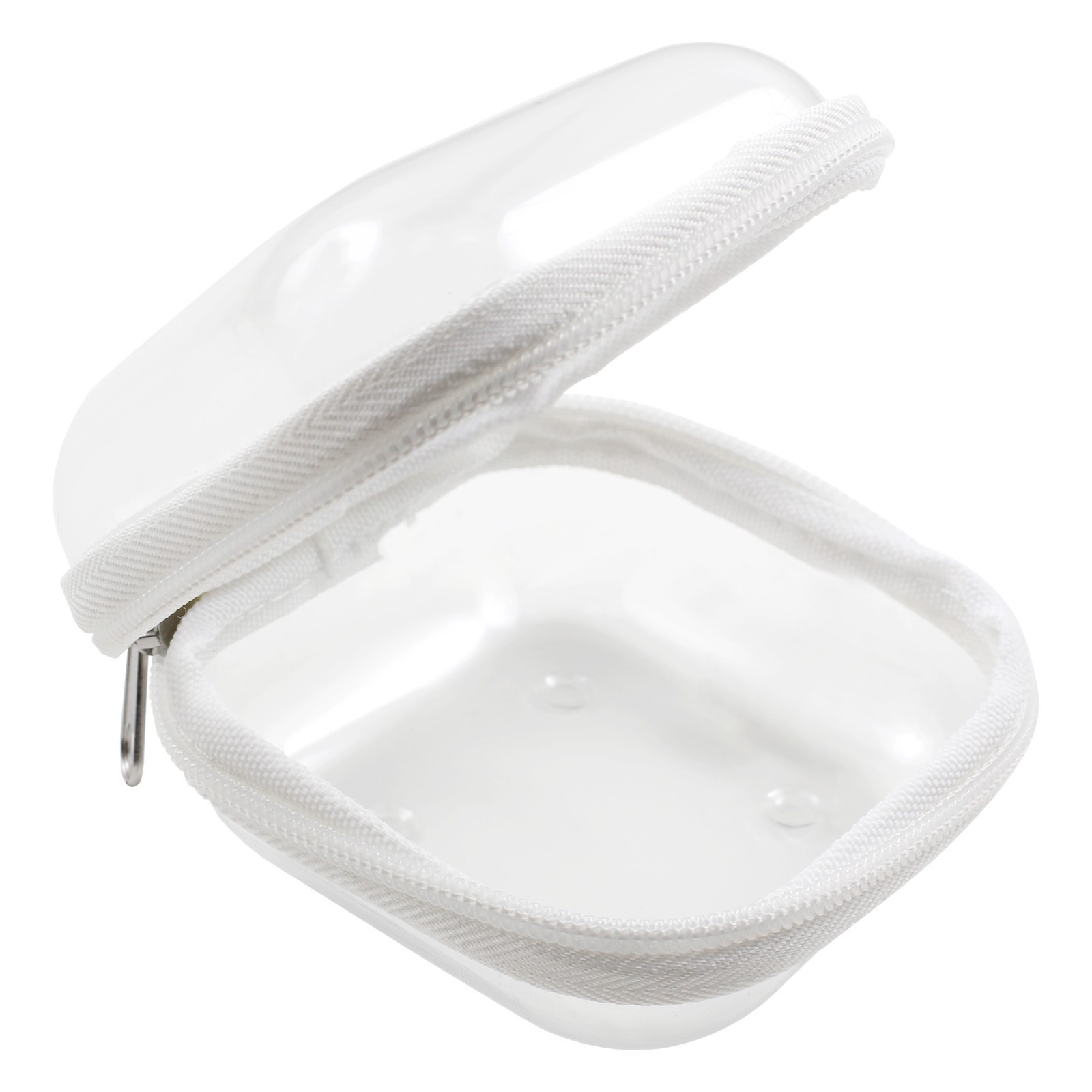 slide 2 of 3, Everything Mary Clear Bubble Case With White Zipper, 3.75 in x 3.75 in x 2.38 in