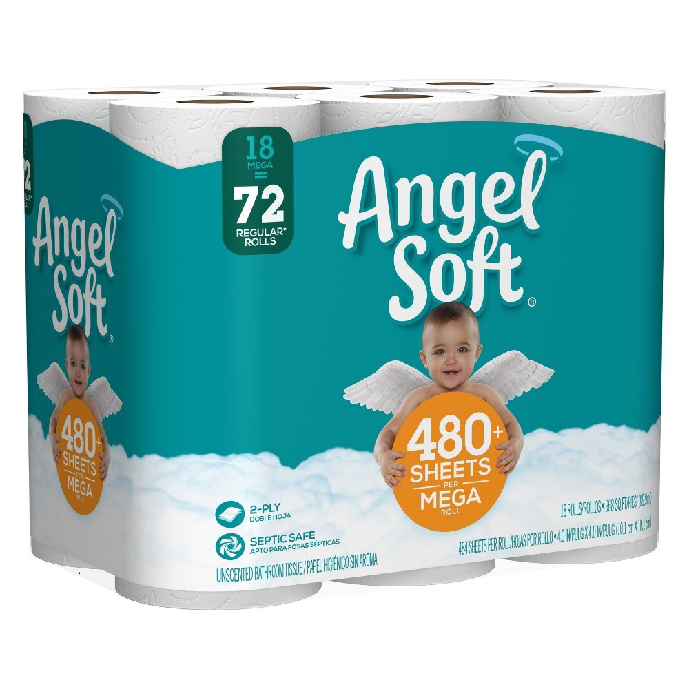 slide 4 of 12, Angel Soft Mega Roll Bath Tissue, 18 ct