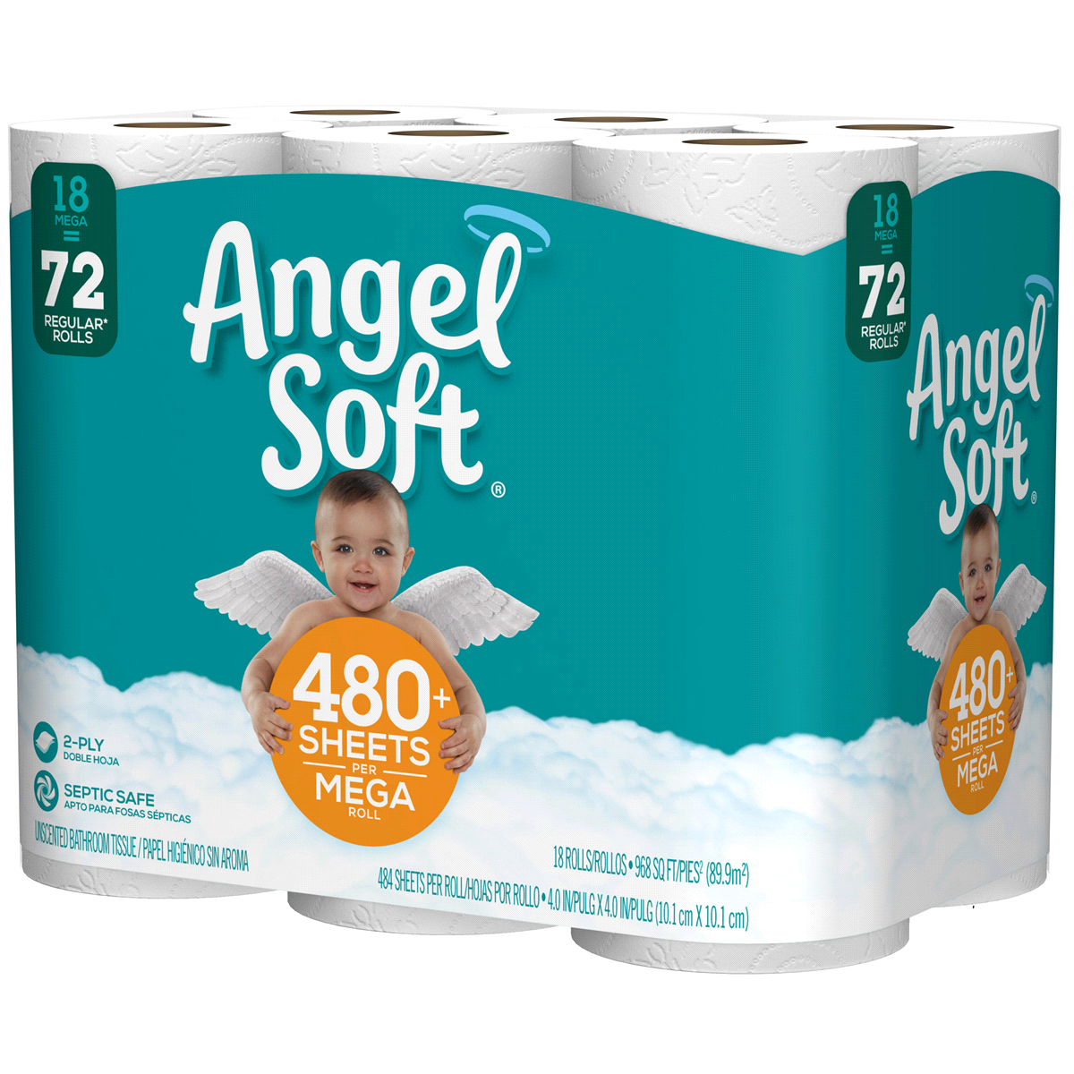 slide 5 of 12, Angel Soft Mega Roll Bath Tissue, 18 ct