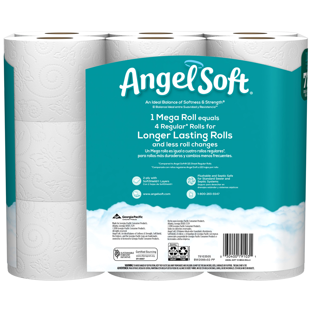 slide 10 of 12, Angel Soft Mega Roll Bath Tissue, 18 ct