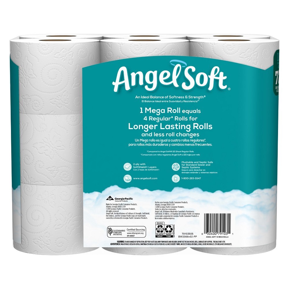 slide 11 of 12, Angel Soft Mega Roll Bath Tissue, 18 ct