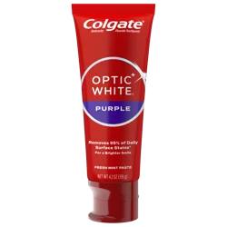 Colgate Optic White Purple Toothpaste for Teeth Whitening, Mint Paste, 4.2 Oz