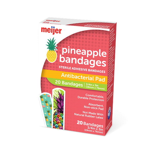slide 1 of 1, Meijer Pineapple Bandages, 20 ct