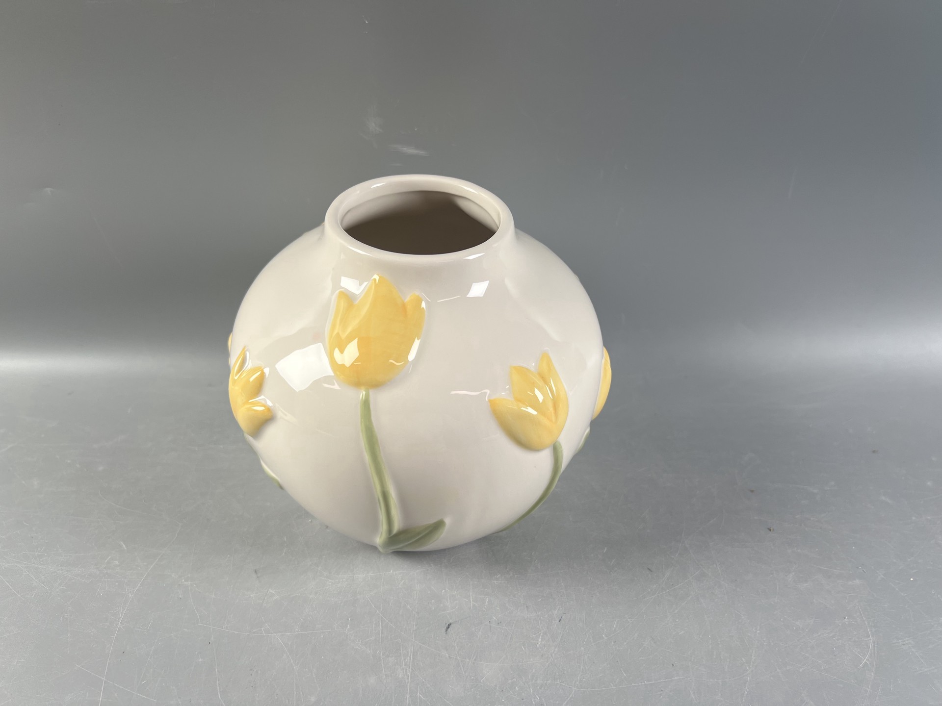 slide 3 of 5, 6" Yellow Tulip Ceramic Vase By Ashland, 6.2 in x 6.2 in x 5.4 in