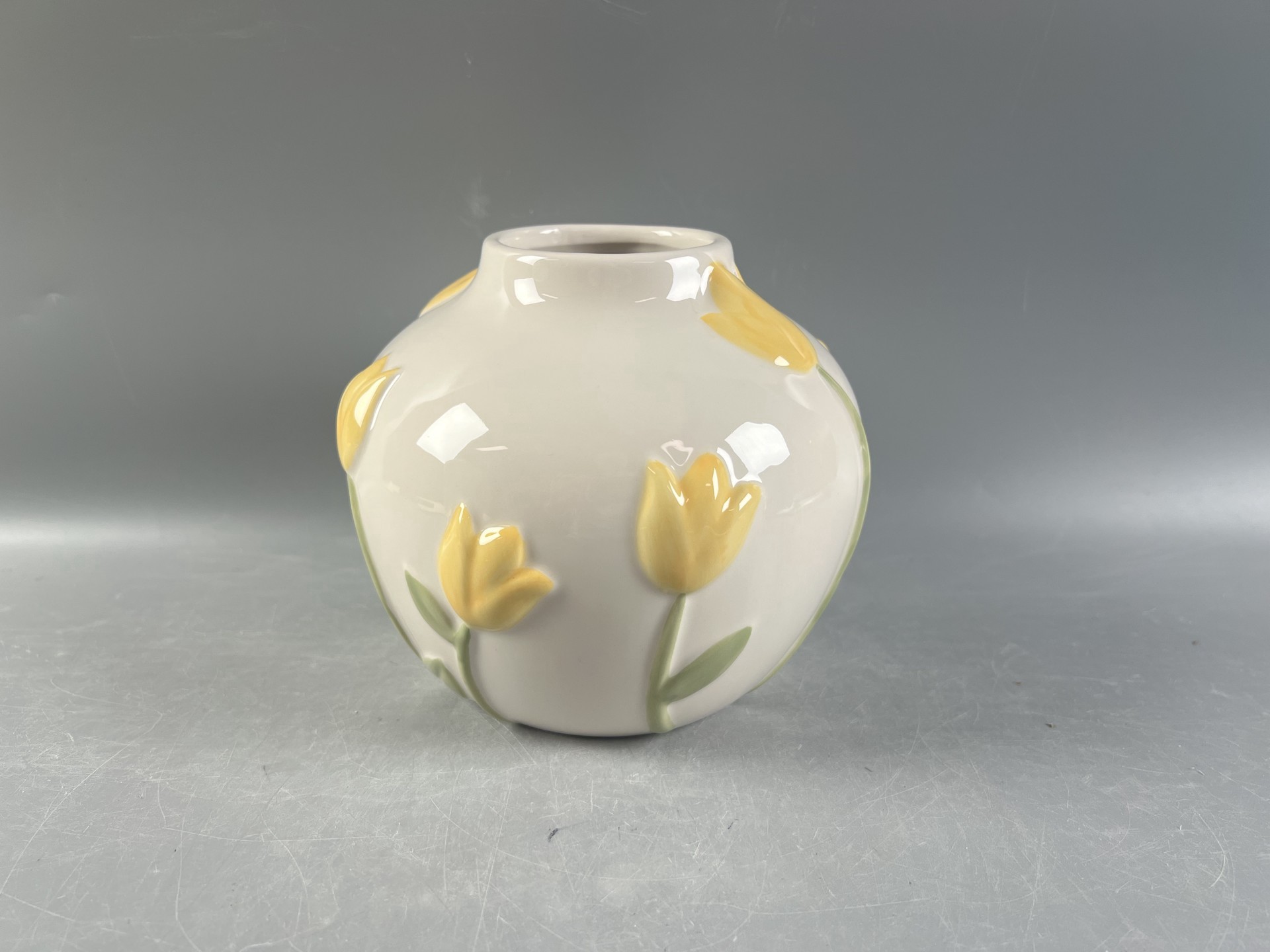 slide 5 of 5, 6" Yellow Tulip Ceramic Vase By Ashland, 6.2 in x 6.2 in x 5.4 in