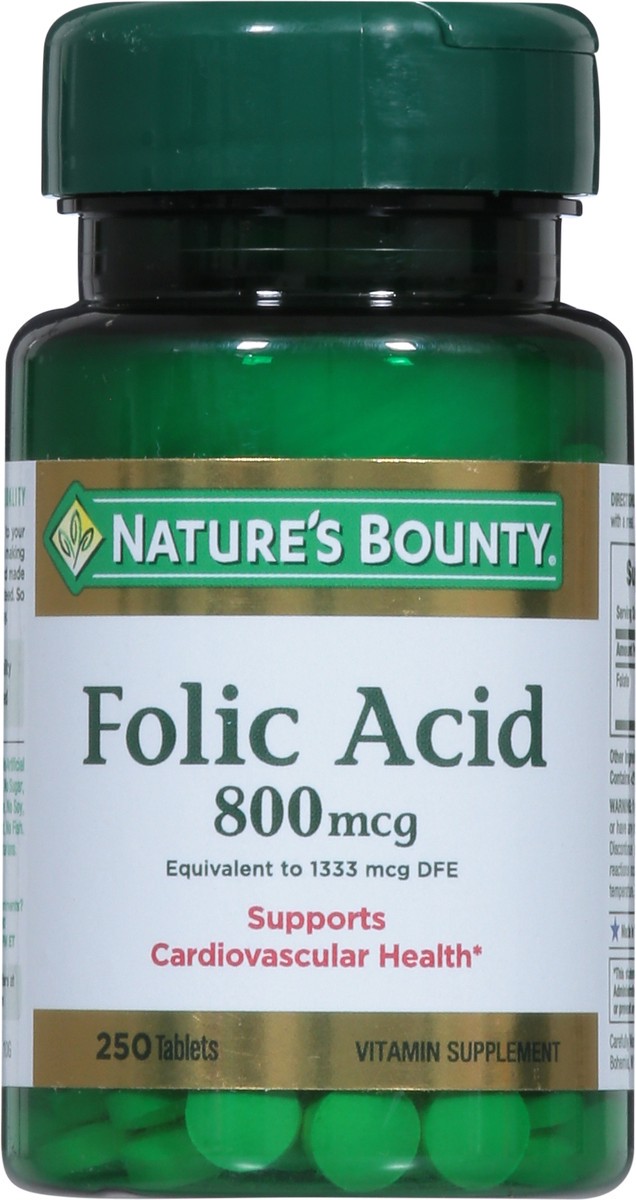 slide 9 of 9, Nature's Bounty Folic Acid 800mcg, 250 ct