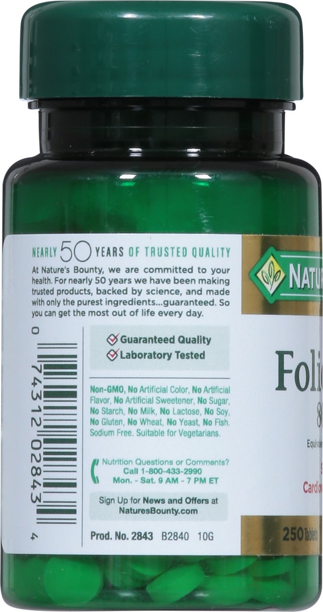 slide 3 of 9, Nature's Bounty Folic Acid 800mcg, 250 ct