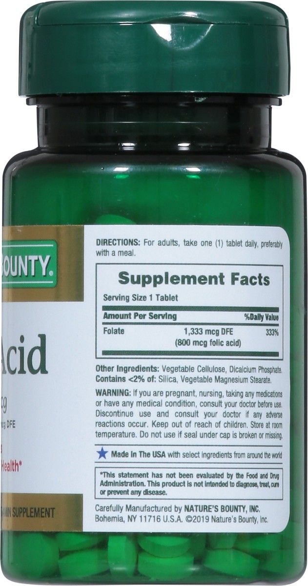 slide 4 of 9, Nature's Bounty Folic Acid 800mcg, 250 ct