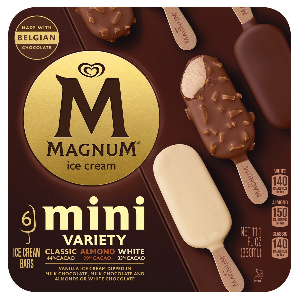 slide 1 of 1, Magnum Mini Classic Almond & White Ice Cream Bars, 6 ct