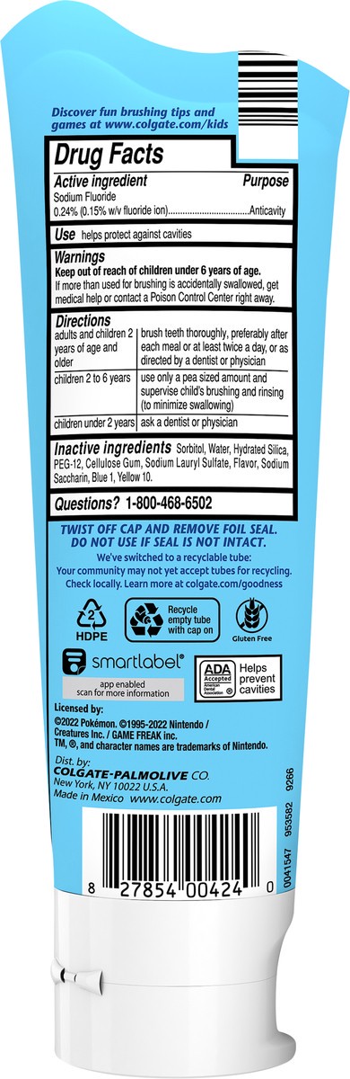slide 7 of 13, Colgate Kids Pokemon Toothpaste with Fluoride, Mild Bubble Fruit Flavor, 4.6 Oz., 4.6 oz