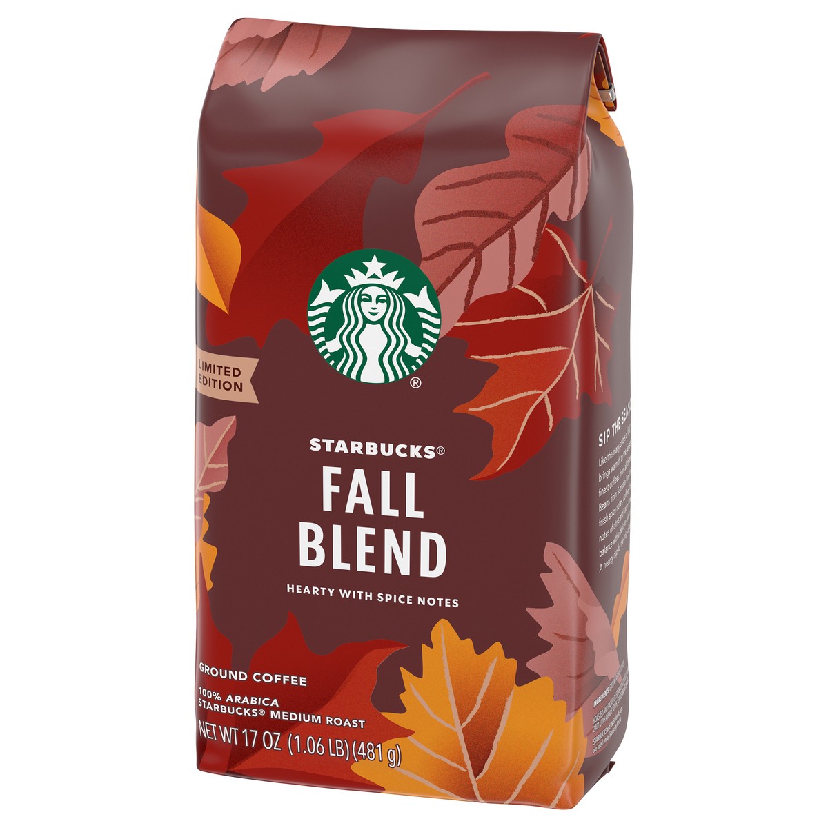 slide 3 of 9, Starbucks Medium Roast Ground Fall Blend Coffee 17 oz, 17 oz