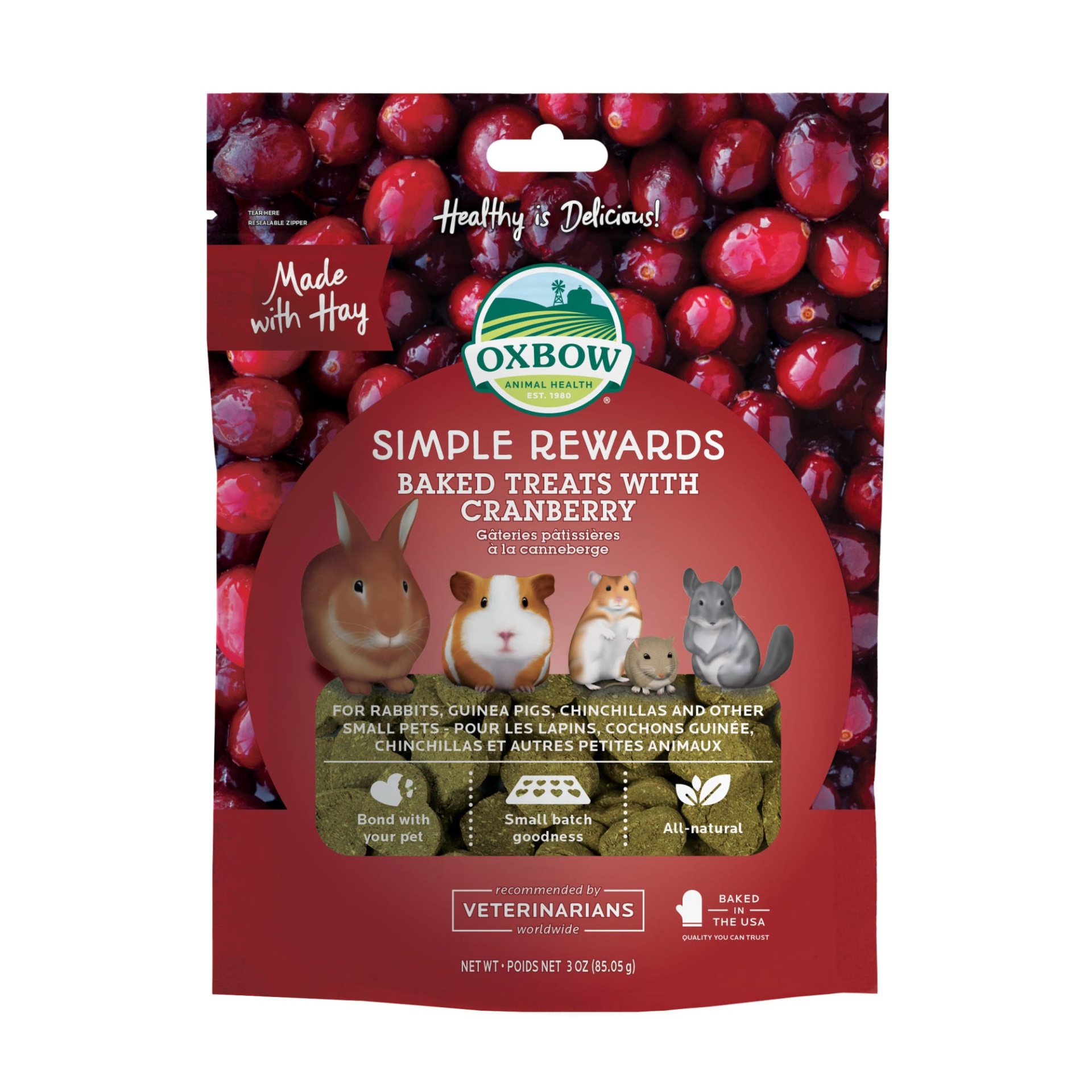 slide 1 of 1, Oxbow Simple Rewards Cranberry Baked Treat, 2 oz