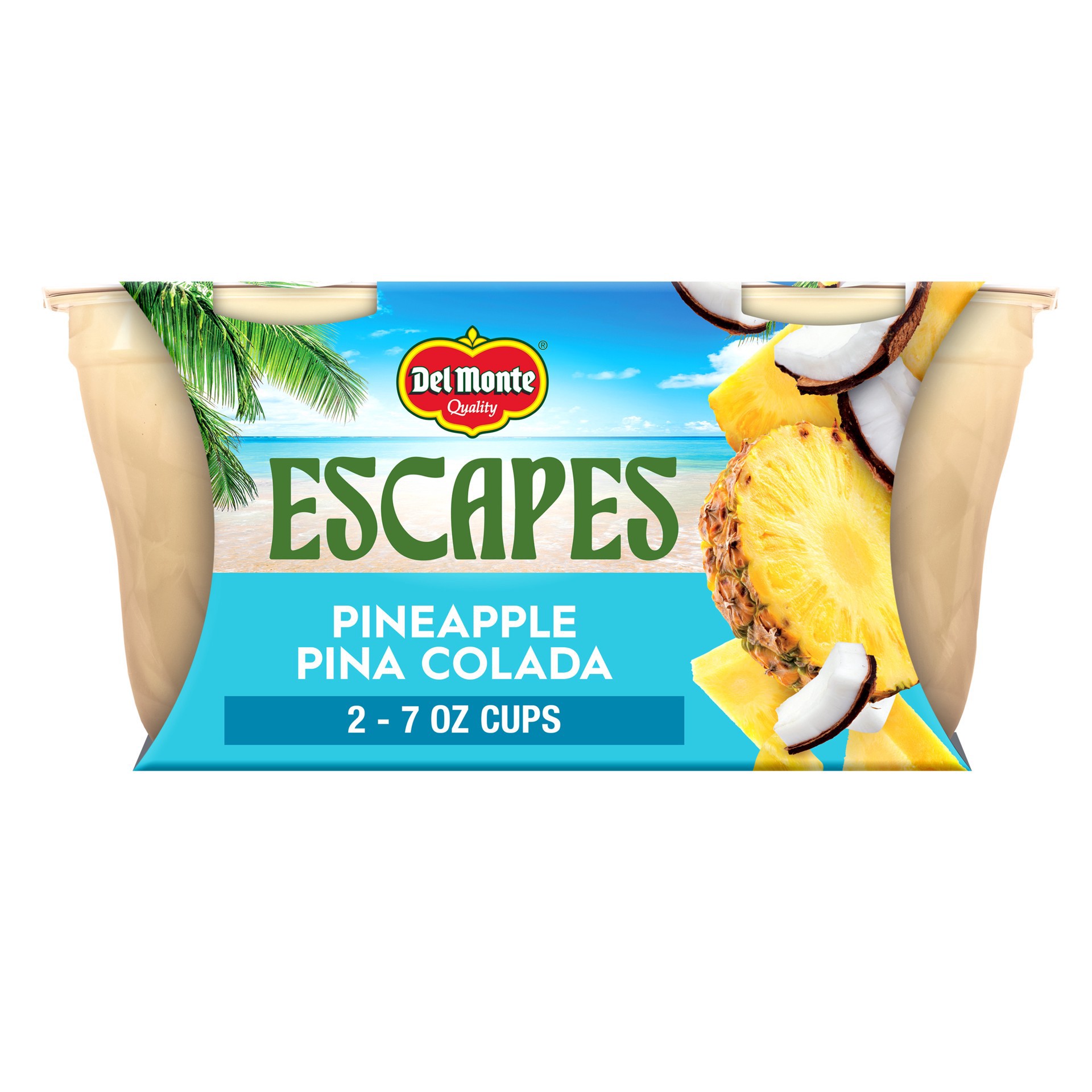 slide 1 of 1, Del Monte Escapes Pineapple Pina Colada 2 - 7 oz Cups, 2 ct