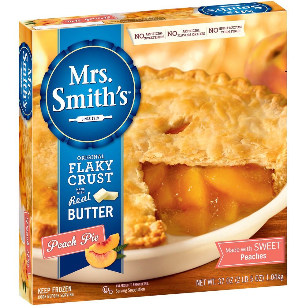 slide 3 of 8, Mrs. Smith's Original Flaky Crust Peach Pie, 37.01 oz