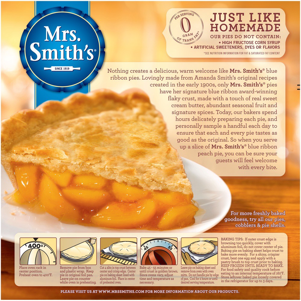 slide 8 of 8, Mrs. Smith's Original Flaky Crust Peach Pie, 37.01 oz