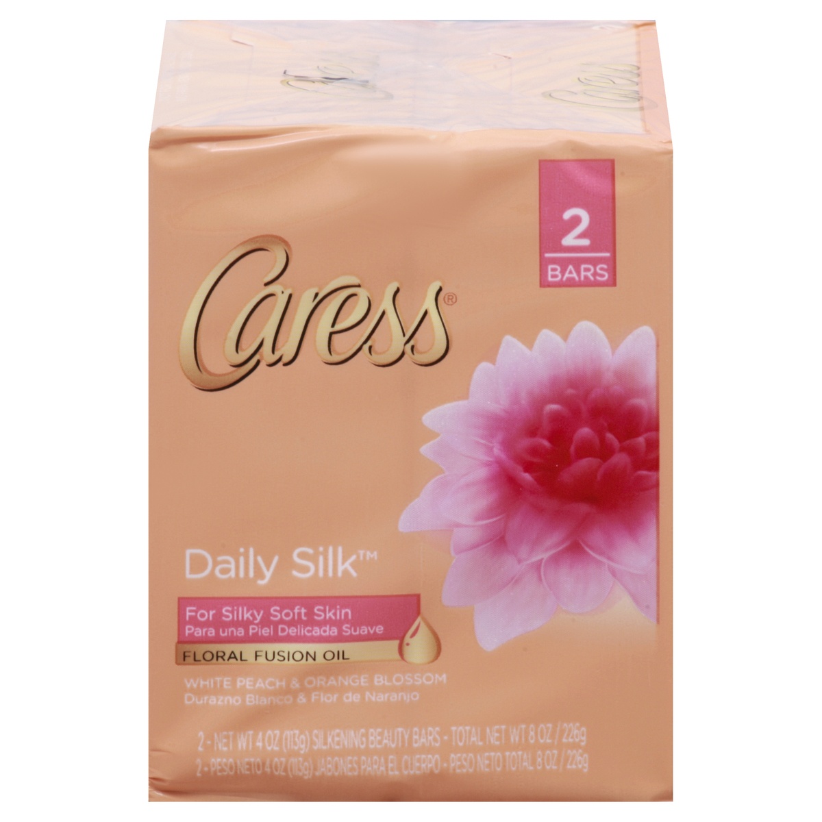 slide 1 of 7, Caress White Peach & Silky Orange Blossom Bar Soap, 2 ct