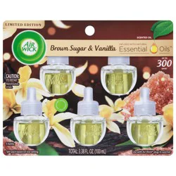 Air Wick Plug in Scented Oil Refill, 5 ct, Brown Sugar and Vanilla, Air Freshener, Essential Oils, Fall Scent, Fall decor