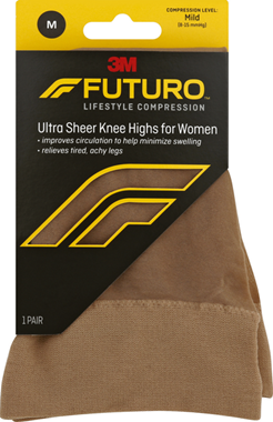 slide 1 of 1, Futuro Energizing Ultra Sheer Knee Highs For Women - Nude Mild Compression, Medium, MED