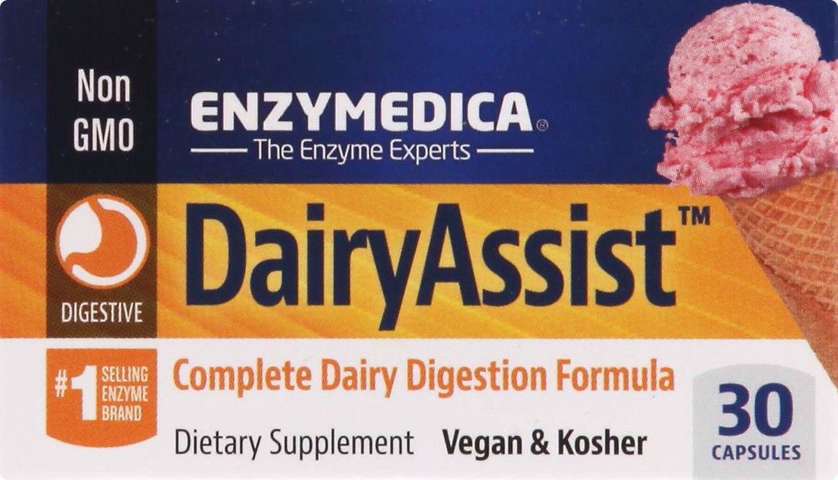 slide 13 of 13, Enzymedica Dairy Assist Complete Dairy Digestion Formula, 30 ct