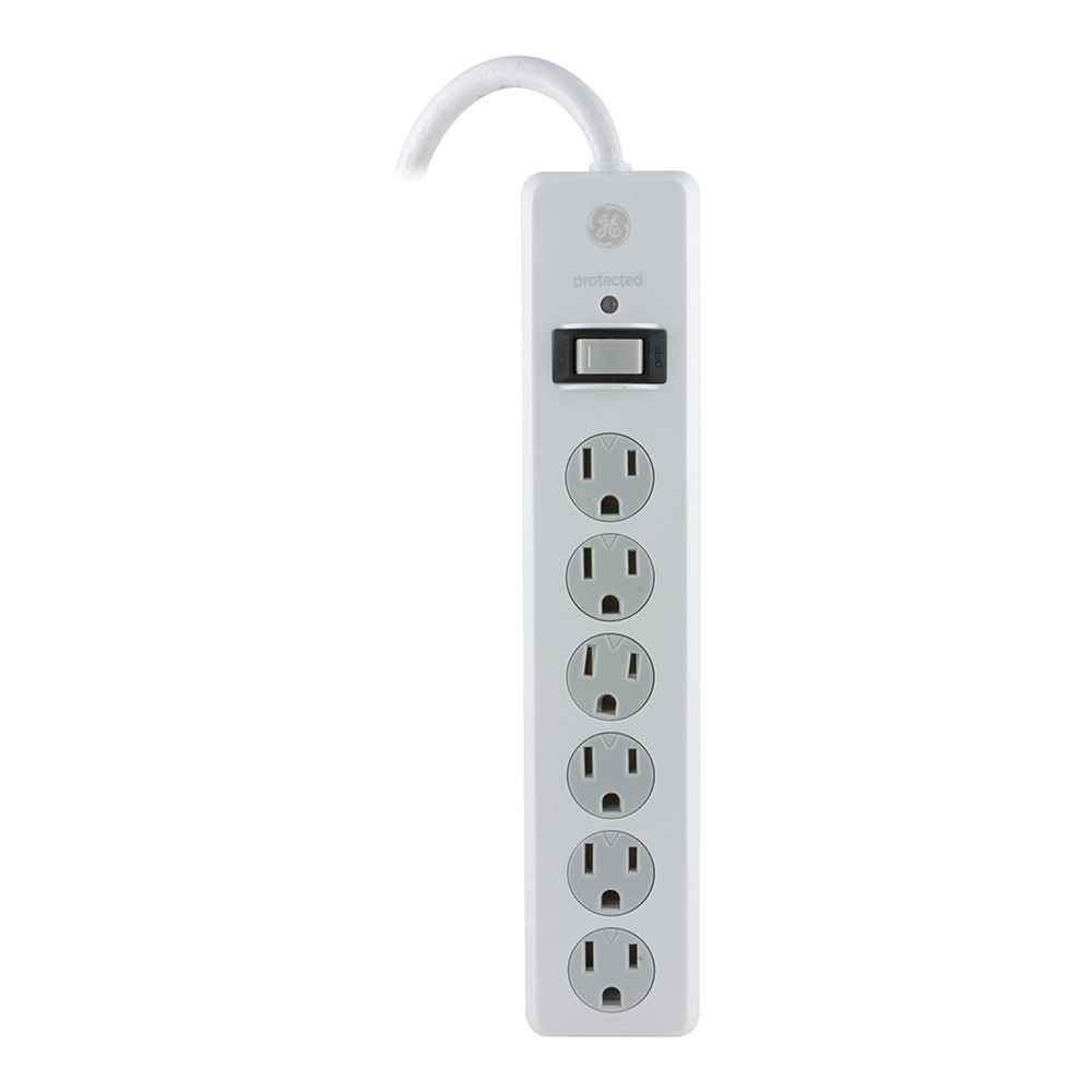 slide 4 of 5, General Electric Standard 6-Outlet Surge Protector, White, 1 ct