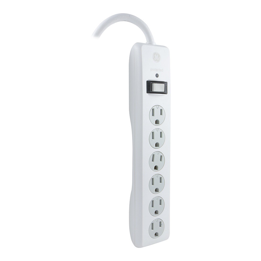 slide 5 of 5, General Electric Standard 6-Outlet Surge Protector, White, 1 ct