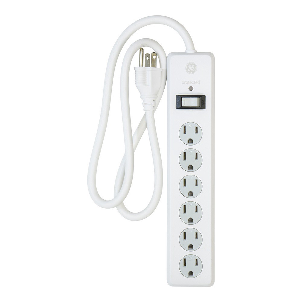 slide 1 of 5, General Electric Standard 6-Outlet Surge Protector, White, 1 ct