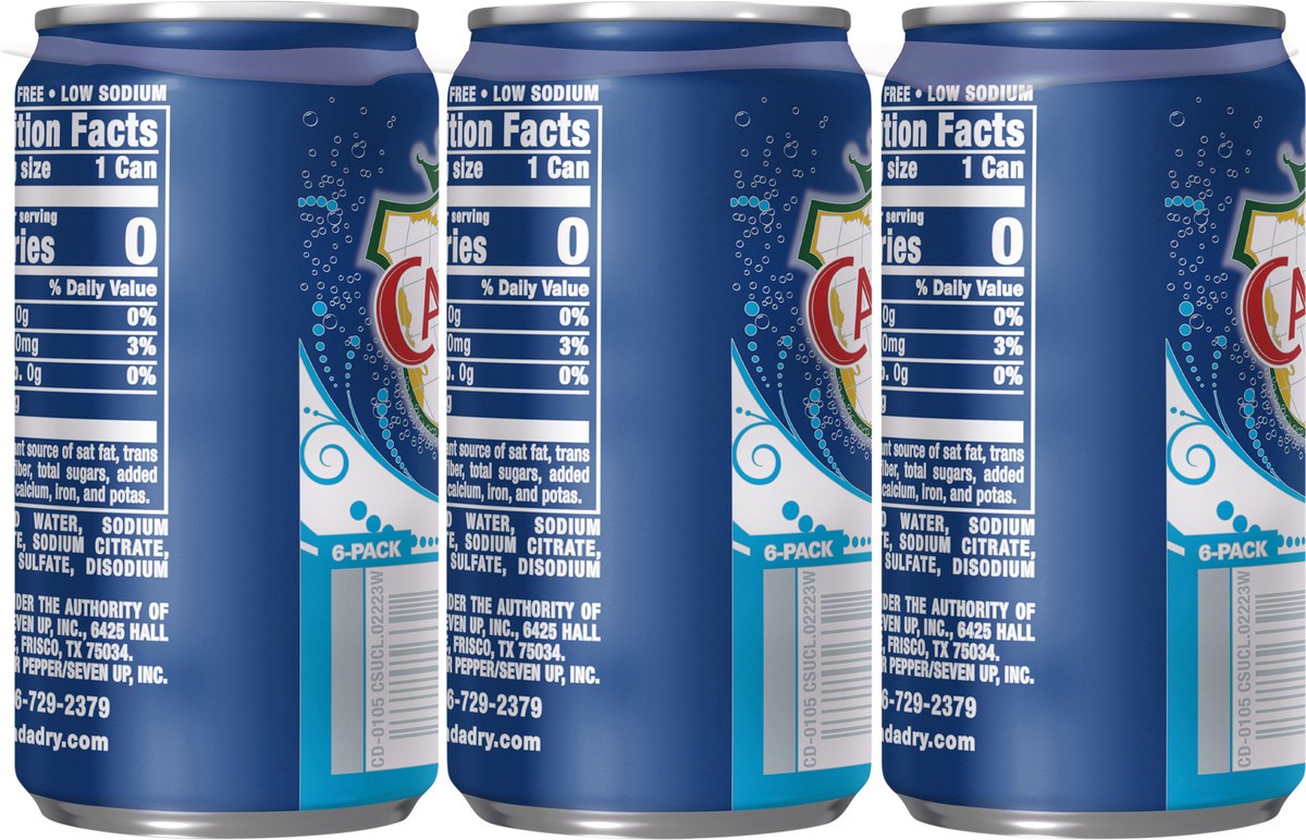 slide 3 of 11, Canada Dry Club Soda, Low Sodium, 7.5 fl oz mini cans, 6 pack - 6 ct, 6 ct