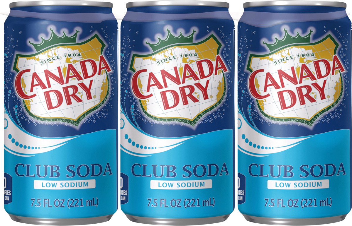 slide 10 of 11, Canada Dry Club Soda, Low Sodium, 7.5 fl oz mini cans, 6 pack - 6 ct, 6 ct