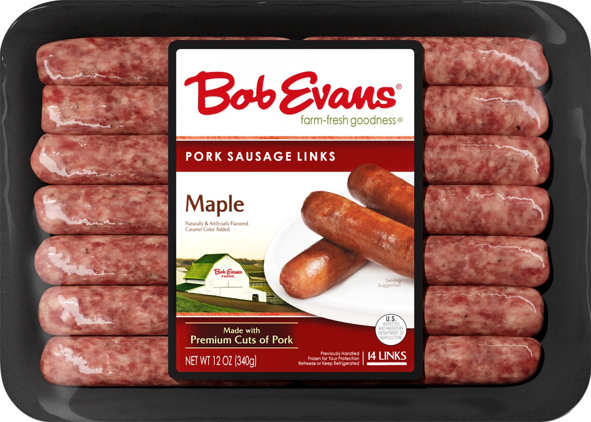 slide 2 of 13, Bob Evans Maple Pork Sausage Links 14 ea, 14 ct