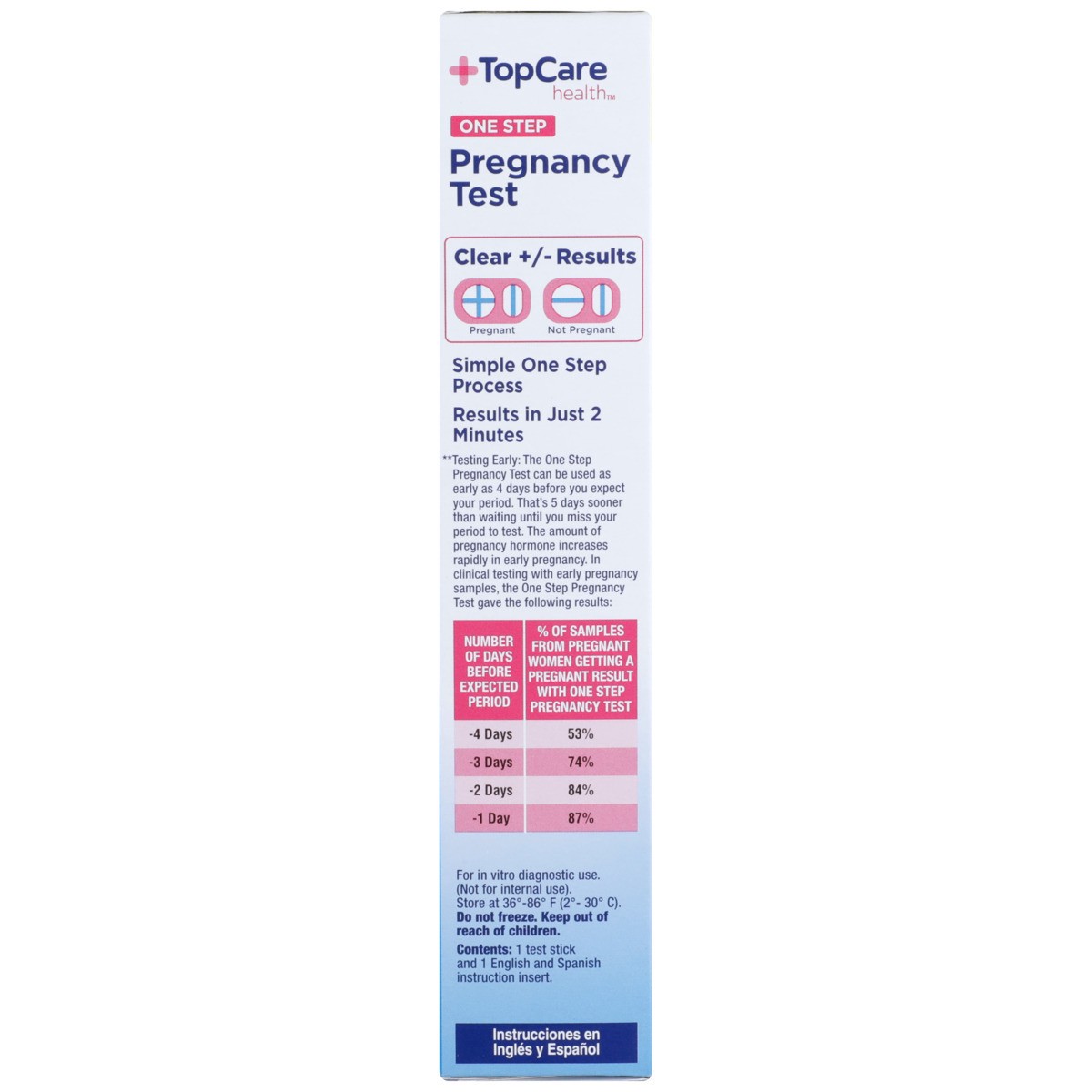 slide 5 of 8, TopCare Pregnancy Test, One Step, 1 ct