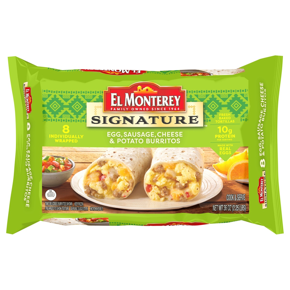 slide 1 of 3, El Monterey Egg, Sausage, Cheese & Potato Frozen Burritos - 36oz/8ct, 8 ct; 36 oz