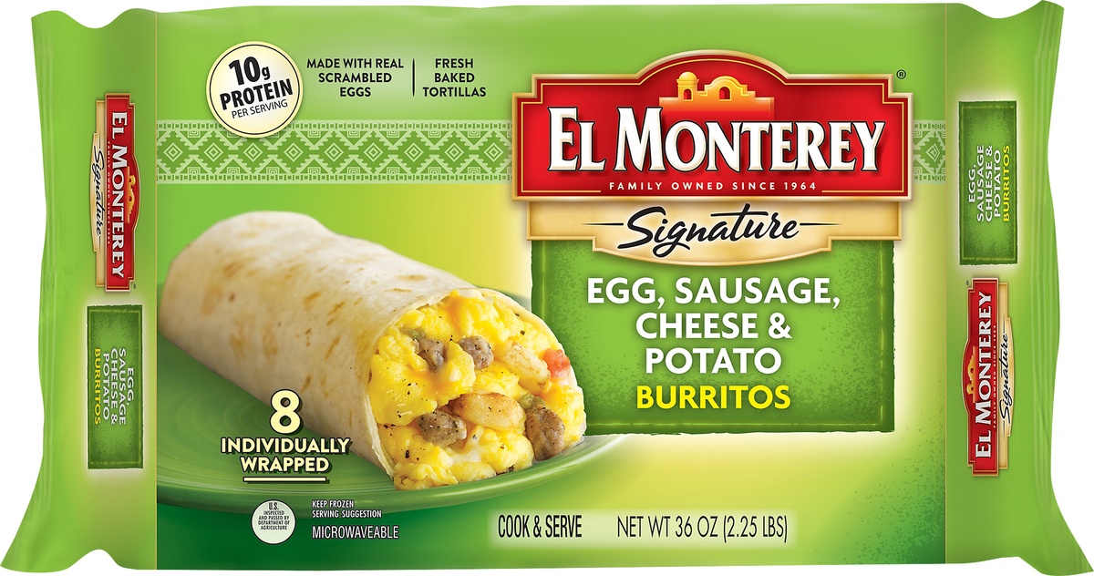 El Monterey Egg, Sausage, Cheese & Potato Burritos 8 Ct; 36 Oz | Shipt