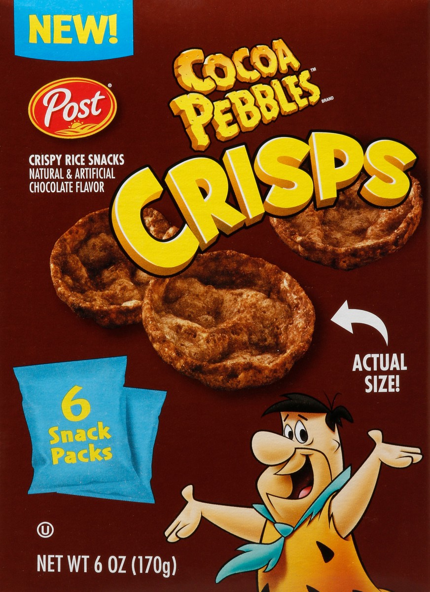 slide 7 of 9, Post New Post Cocoa PEBBLES Crisps, Portable Breakfast Cereal Snack, Kids Snacks, Gluten Free, 1 - Oz (Pack of 6), 6 ct; 1 oz