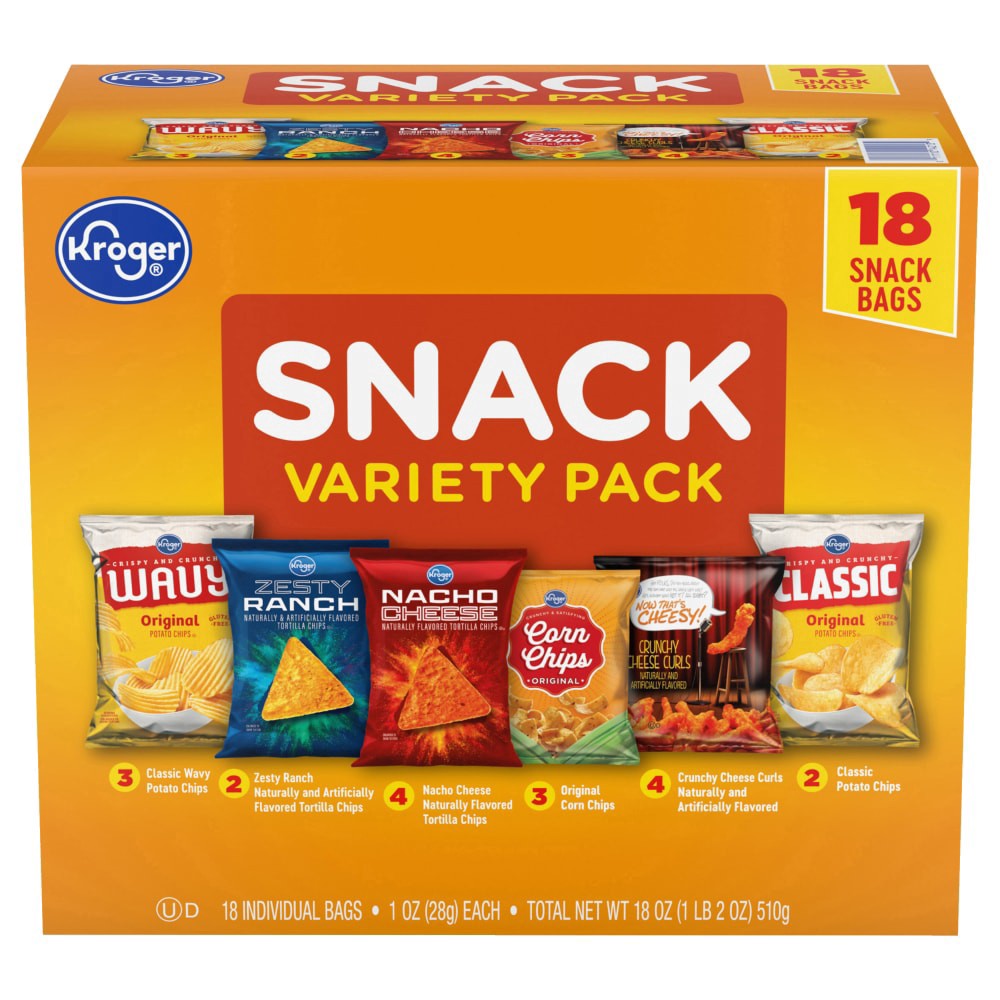 slide 4 of 4, Kroger Potato Chip Snack Variety Pack, 18 ct