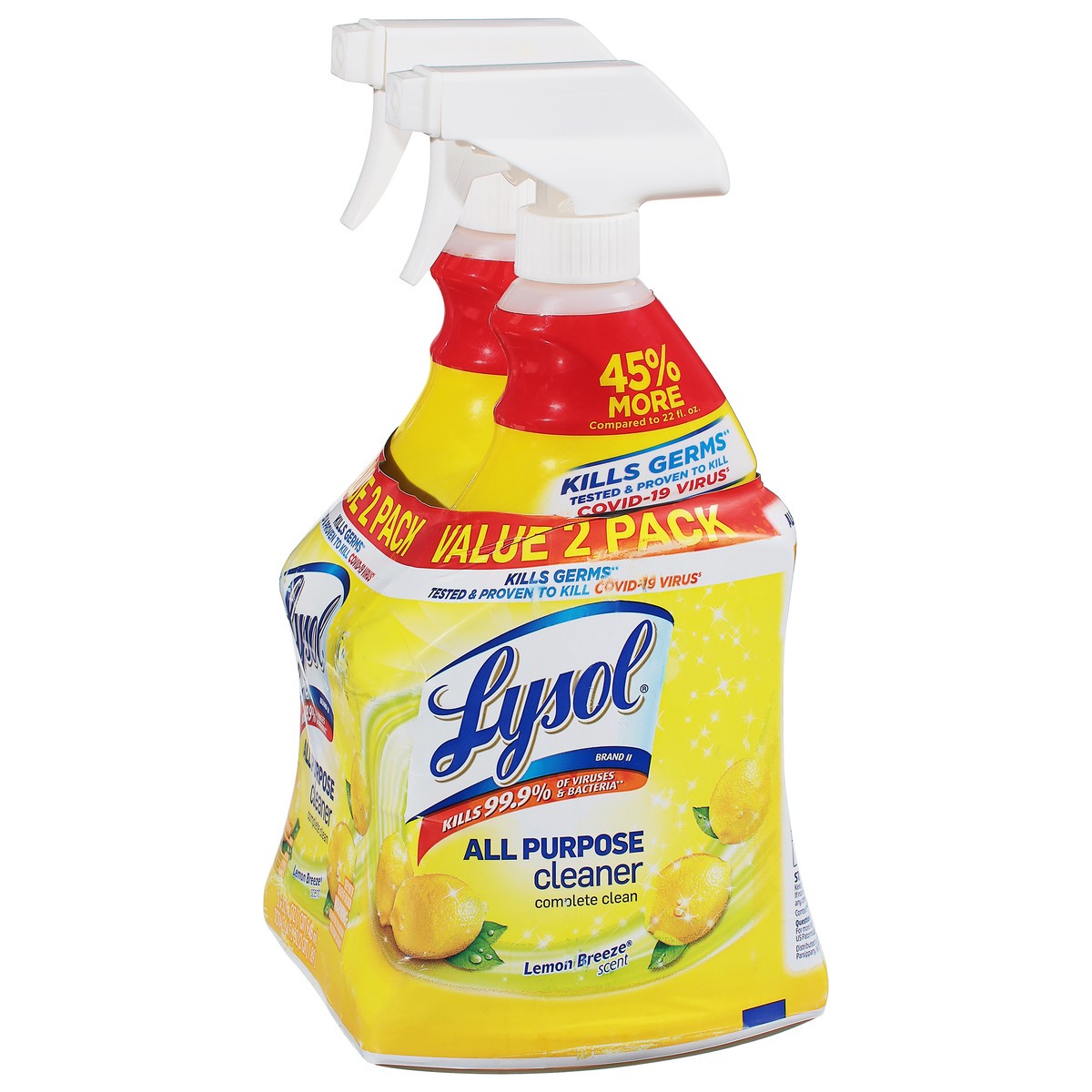 slide 9 of 9, Lysol All-Purpose Cleaner, Sanitizing and Disinfecting Spray, To Clean and Deodorize, Lemon Breeze Scent, 32oz, Pack of 2, 32 oz
