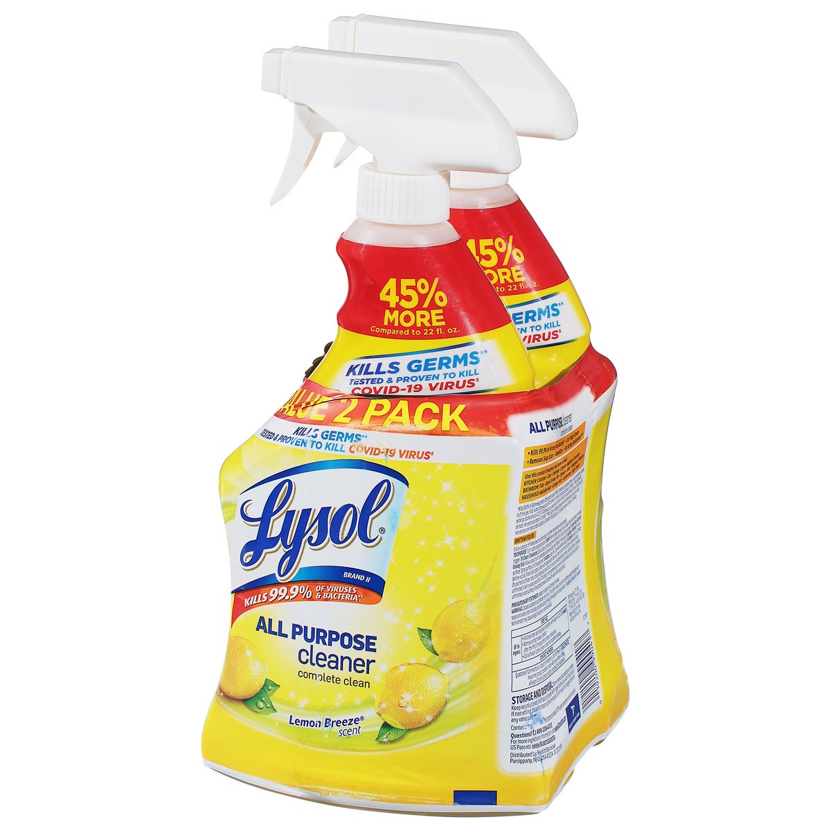 slide 4 of 9, Lysol All-Purpose Cleaner, Sanitizing and Disinfecting Spray, To Clean and Deodorize, Lemon Breeze Scent, 32oz, Pack of 2, 32 oz